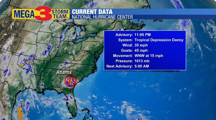 Danny Stats from the National Hurricane Center